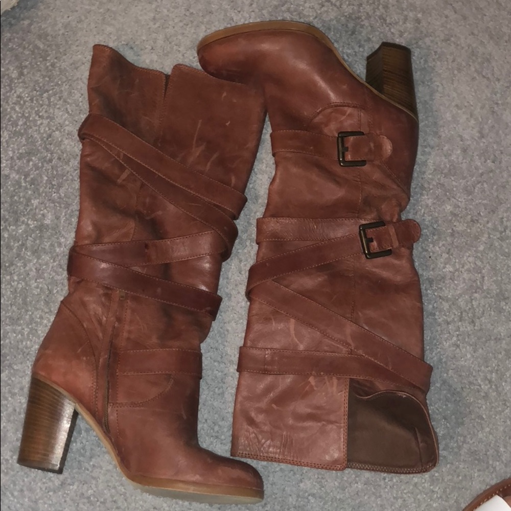 Rust preowned Italian leather boots